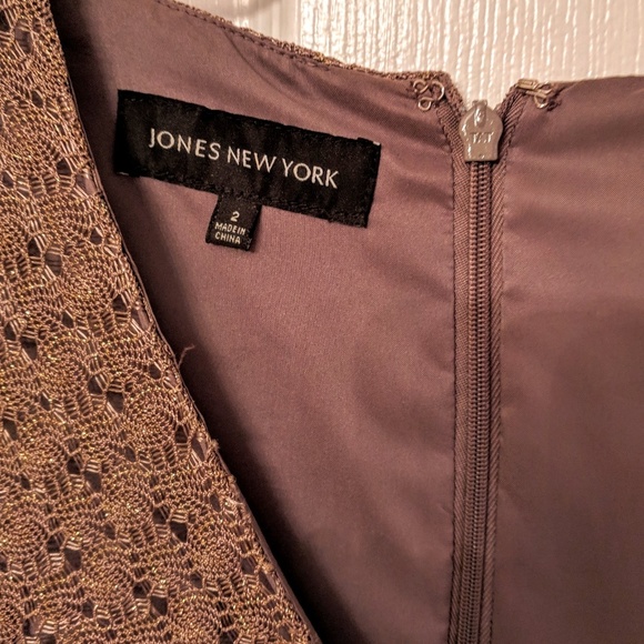 Jones NY Crochet Dress Size 2 Taupe Metallic - Picture 4 of 8